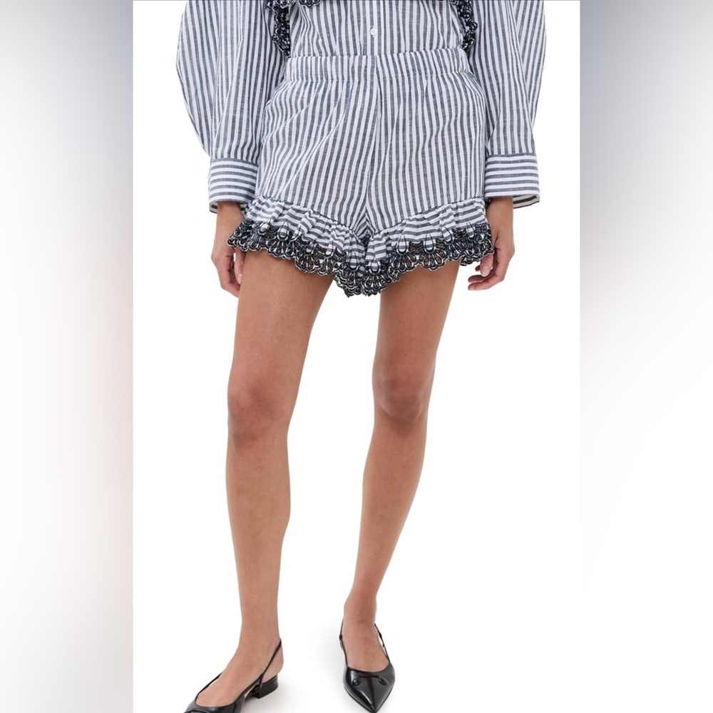 Kika Vargas Women's Frida Navy Stripes Cotton Shorts sizing NWT